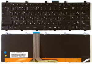 Клавиатура для ноутбука MSI GE60, GE70, чёрная, с подсветкой, с ушками, с рамкой, RU