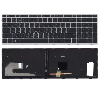 Клавиатура для ноутбука HP EliteBook 850 G5 755 G5, чёрная, с серой рамкой, Trackp, с подсветкой, RU