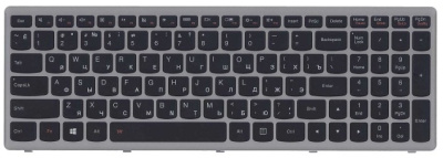 Клавиатура для ноутбука Lenovo Z510, S510, чёрная, большой Enter, с серой рамкой, RU