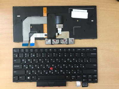 Клавиатура для ноутбука Lenovo ThinkPad T470, чёрная, с подсветкой, с рамкой, RU