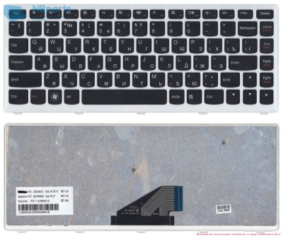 Клавиатура для ноутбука Lenovo IdeaPad U310, чёрная, с белой рамкой, RU